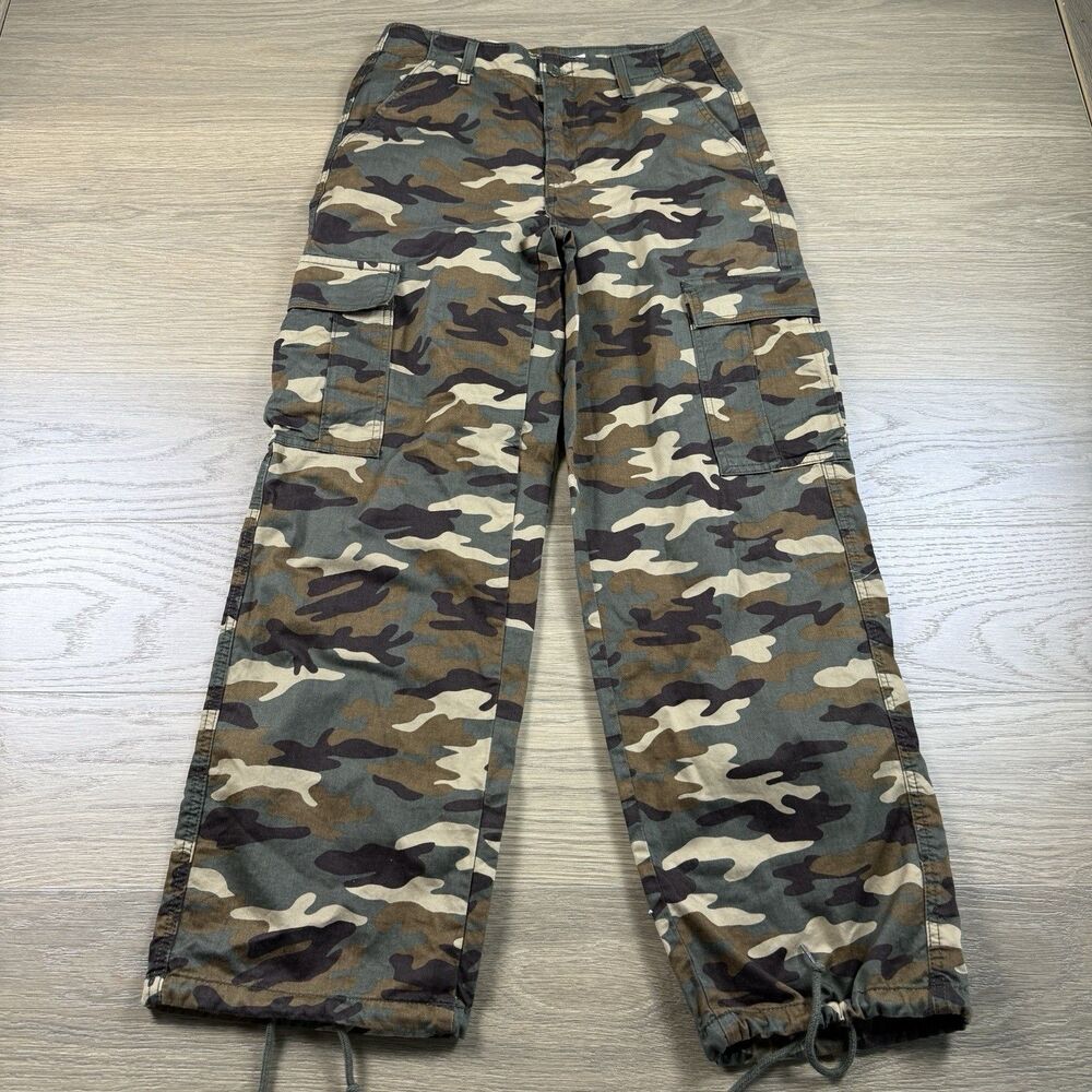 Levis Pants Women 26x30 Cargo 94 Baggy Woodland Camo Military BDU Cinch Hems